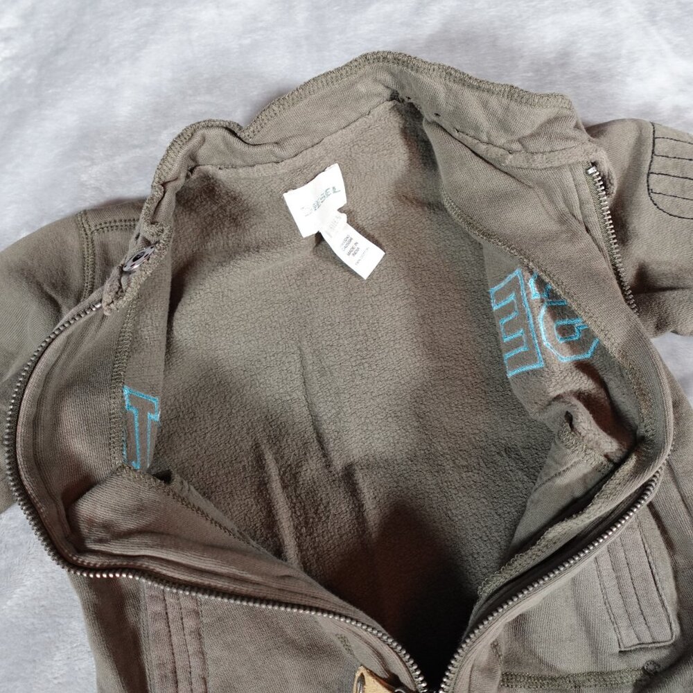Diesel Embroidered Sweatshirt Toddler Size 5T Full Zip Washed Green - Picture 7 of 10